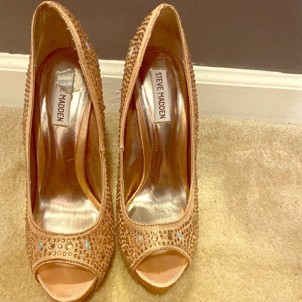 Steve Madden Rose Gold Rhinestone Stilettos 9.5